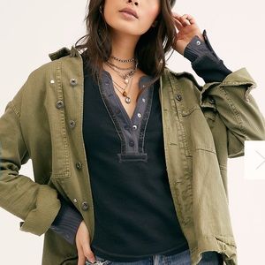 Free people, Solid Carly Henley long sleeve.